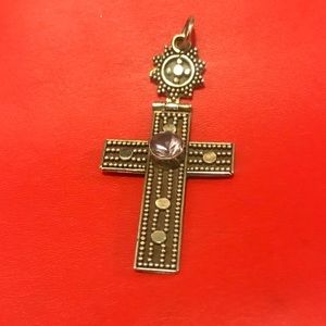 Sterling silver cross w/ amethyst pendant